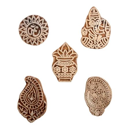 Set of 5 Piece New Mix Wooden Printing Block